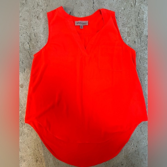 Philosophy Bright Pink/Coral Flowy High/Low Sleeveless Shirt Size Small - Picture 1 of 3